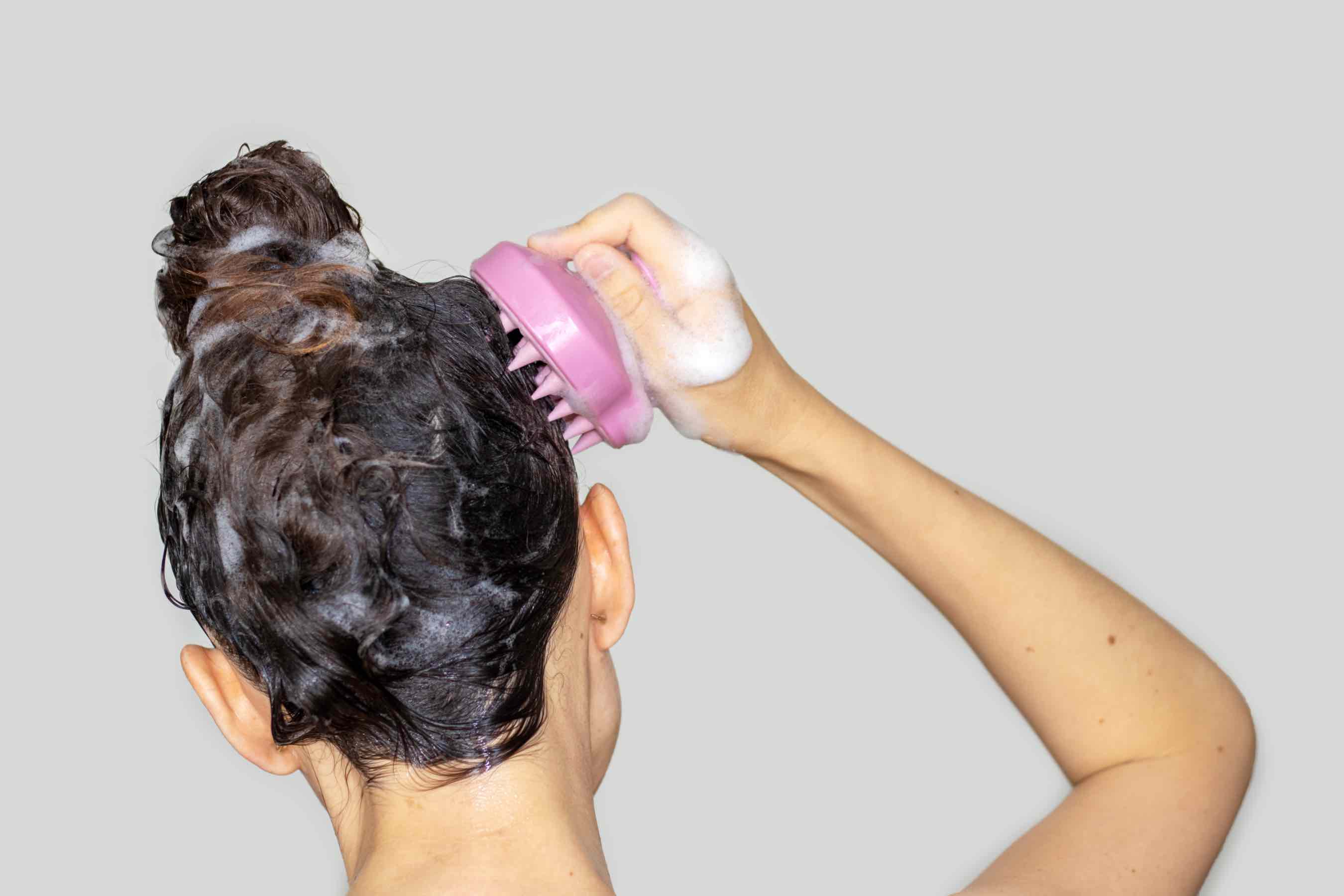 This scalp massages is used best in the shower, but Cutting Crew Hair Salon recommends a massage whether you wash your hair or not.